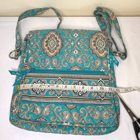 Vera Bradley Totally Turquoise Messenger Crossbody Bag Purse  | Retired Pattern - Picture 10 of 13